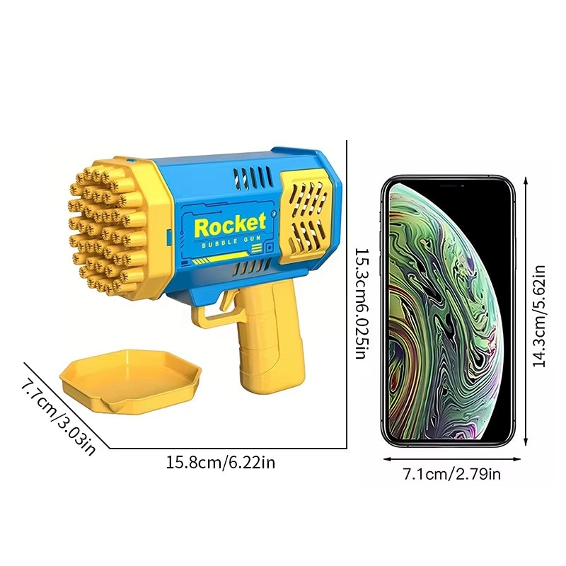 40 Hole Rocket Launcher Handheld Portable Electric Automatic Bubble Gun Party Birthday Gift Toy(Without Bubble Water)
