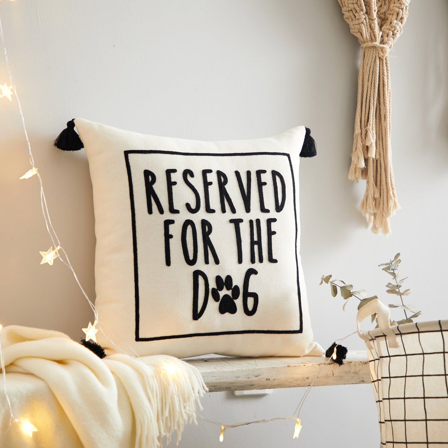 Black and White Reserved for Dog Square Decorative Pillow for Adults, 18 in X 18 In