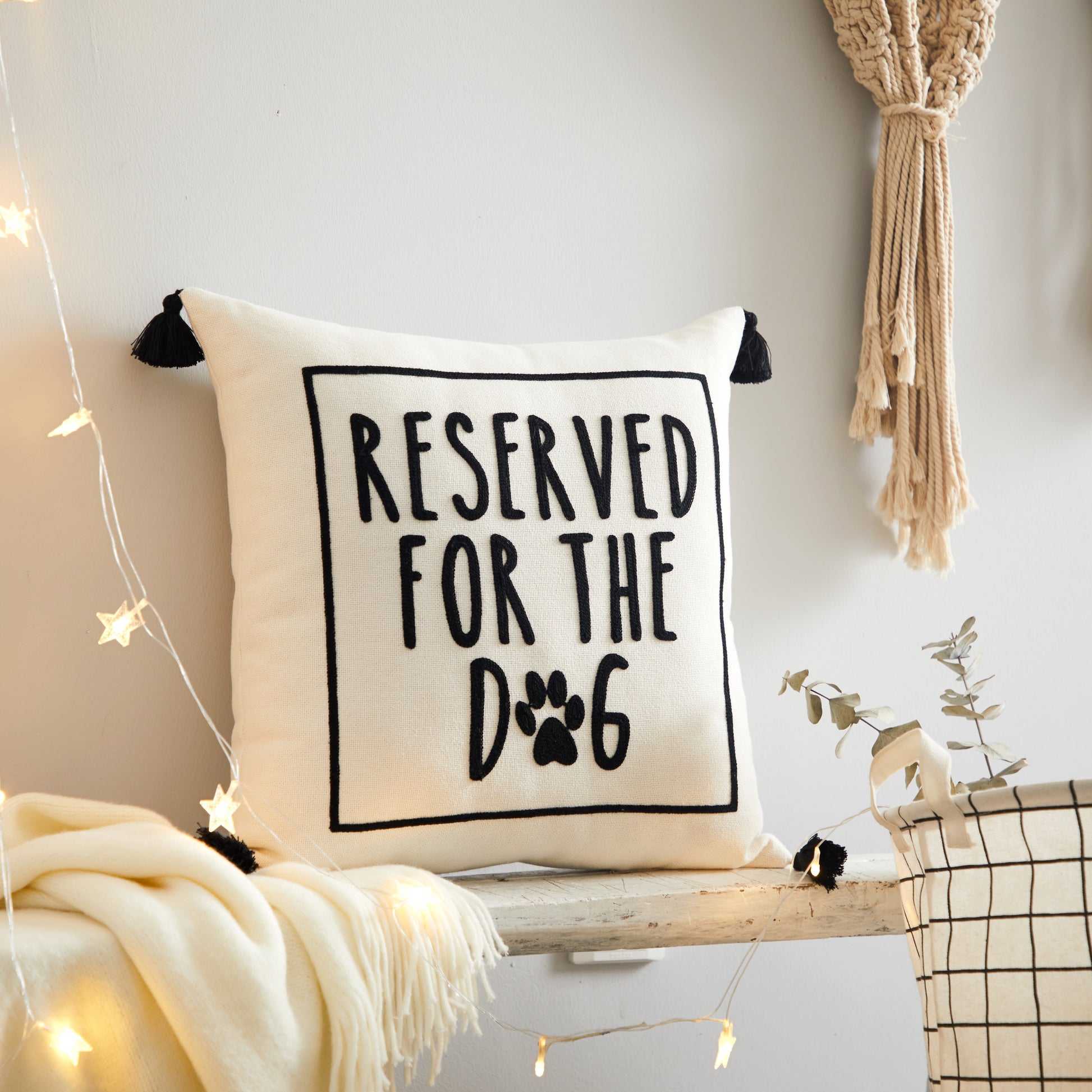 Black and White Reserved for Dog Square Decorative Pillow for Adults, 18 in X 18 In