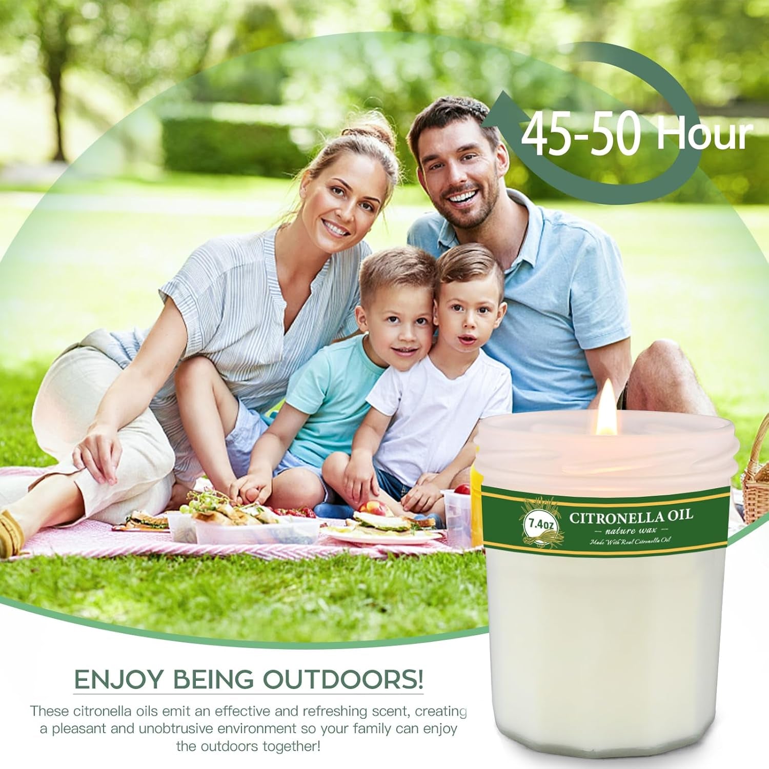 Citronella Candles Outdoor, 4 Pack 29.6Oz Natural Soy Wax Citronella Candle up to 200 Hours Burning, Fresh Citronella Oil Candles Sets for Garden, Patio, Yard, Balcony BBQ, Camping, Indoor Outdoor